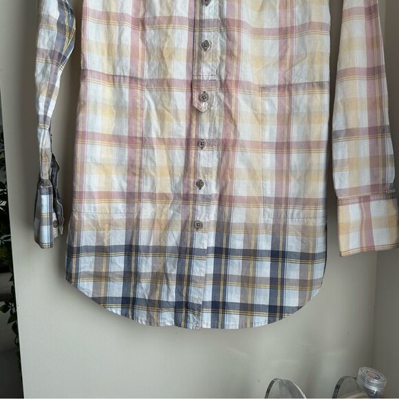 Free People size 4 white pink/yellow/purple flannel button down dress - Picture 3 of 10